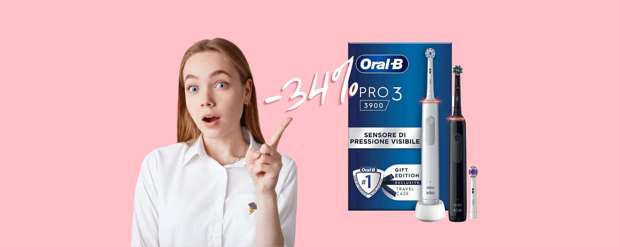 Oral-B Pro 3: 2 spazzolini elettrici a PREZZO ASSURDO (-34%) Oral-B Pro 3: 2 spazzolini elettrici a PREZZO ASSURDO (-34%)