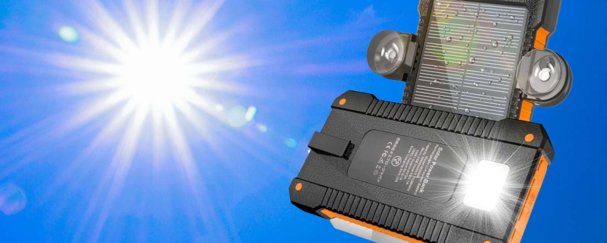 Un powerbank solare così NON l'hai mai visto: ben 26800 mAh a 24€ (Amazon) Un powerbank solare così NON l'hai mai visto: ben 26800 mAh a 24€ (Amazon)