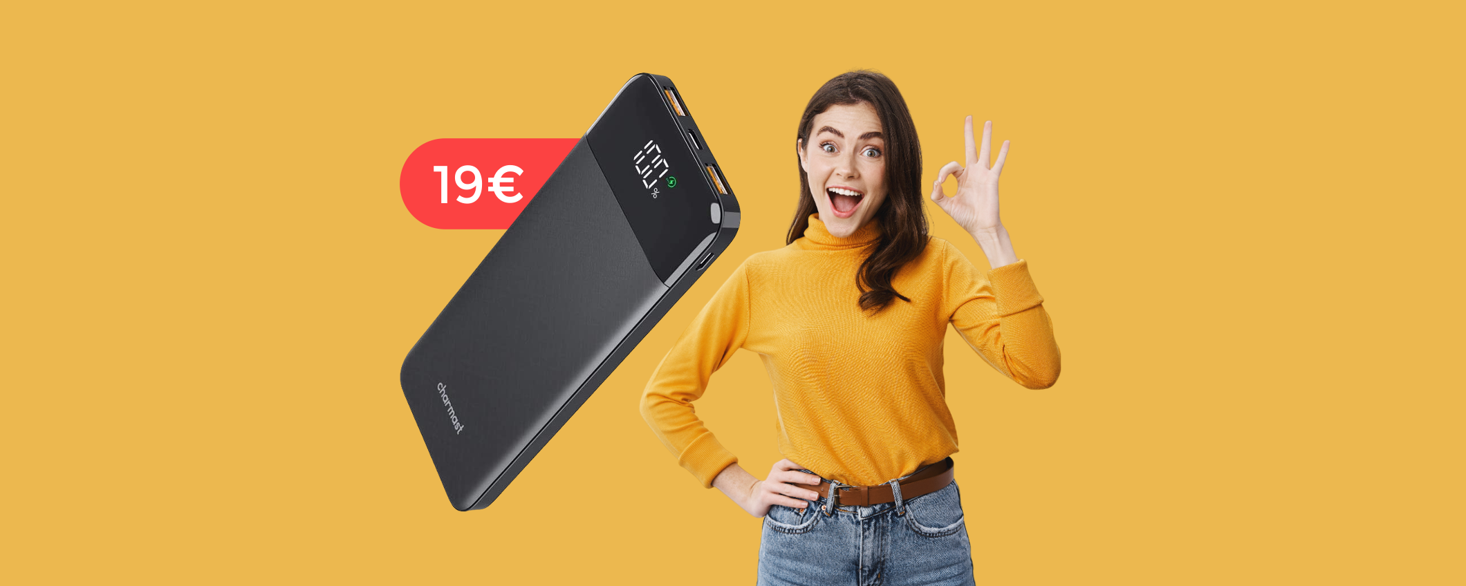 Powerbank MULTIPORTA da 10400 mAh per una ricarica FULMINEA (19€)