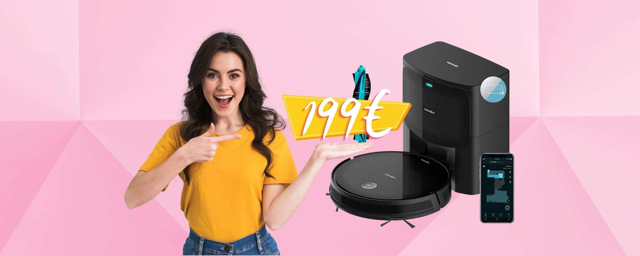 Robot che aspira e lava con base di svuotamento e ricarica a 199€ Robot che aspira e lava con base di svuotamento e ricarica a 199€