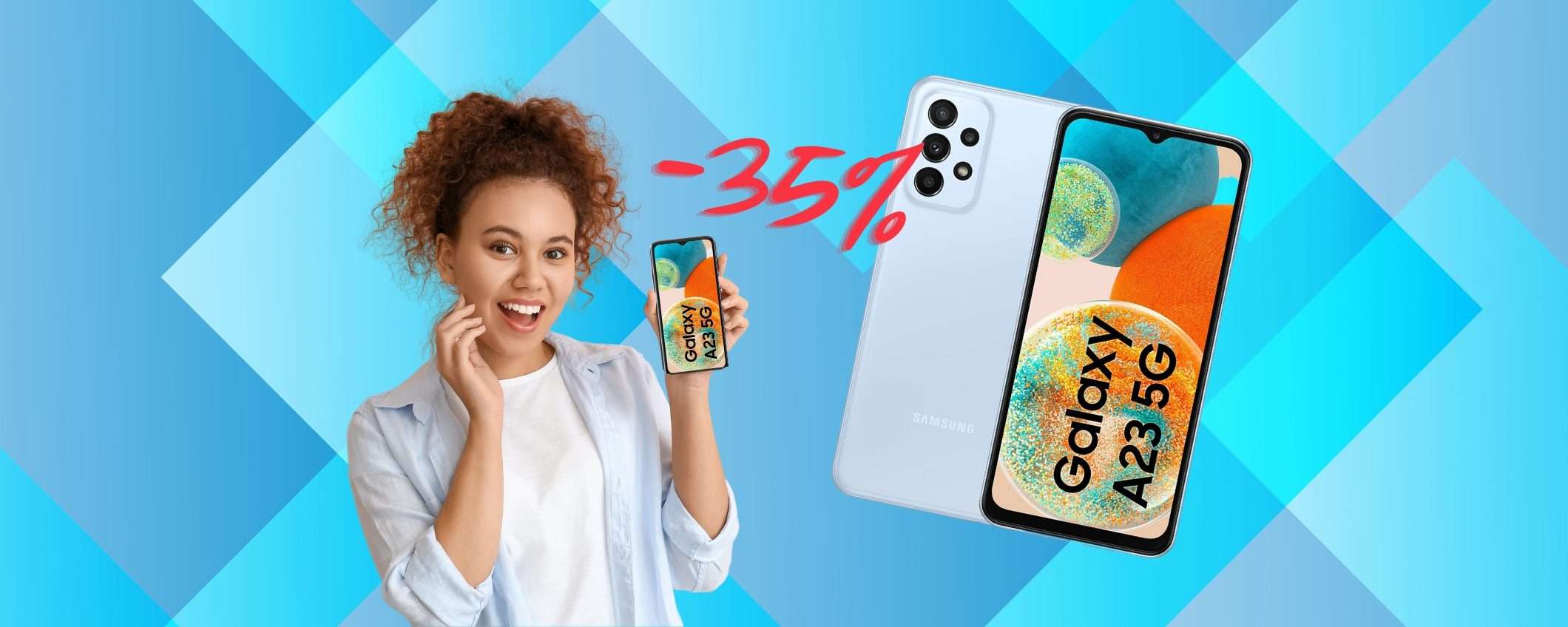 Samsung Galaxy A23 5G a 122€ in MENO, Amazon è SENZA FRENI Samsung Galaxy A23 5G a 122€ in MENO, Amazon è SENZA FRENI
