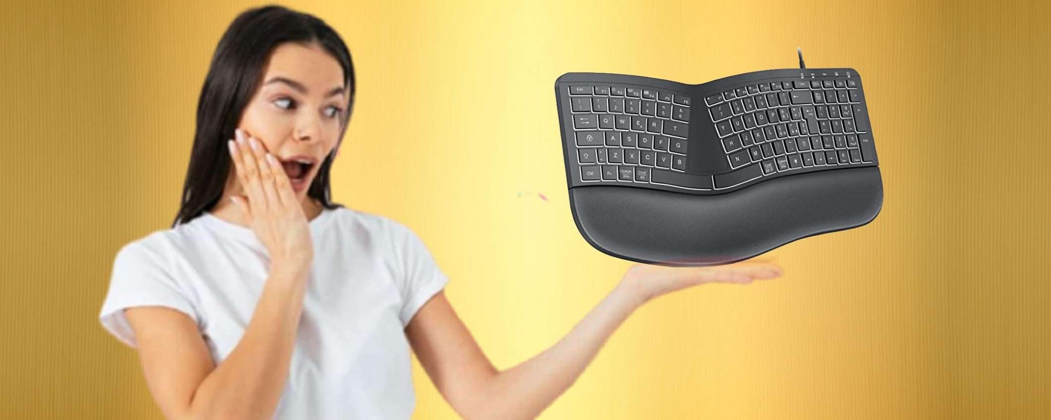 Tastiera ergonomica cablata con DOPPIO SCONTO folle su Amazon Tastiera ergonomica cablata con DOPPIO SCONTO folle su Amazon