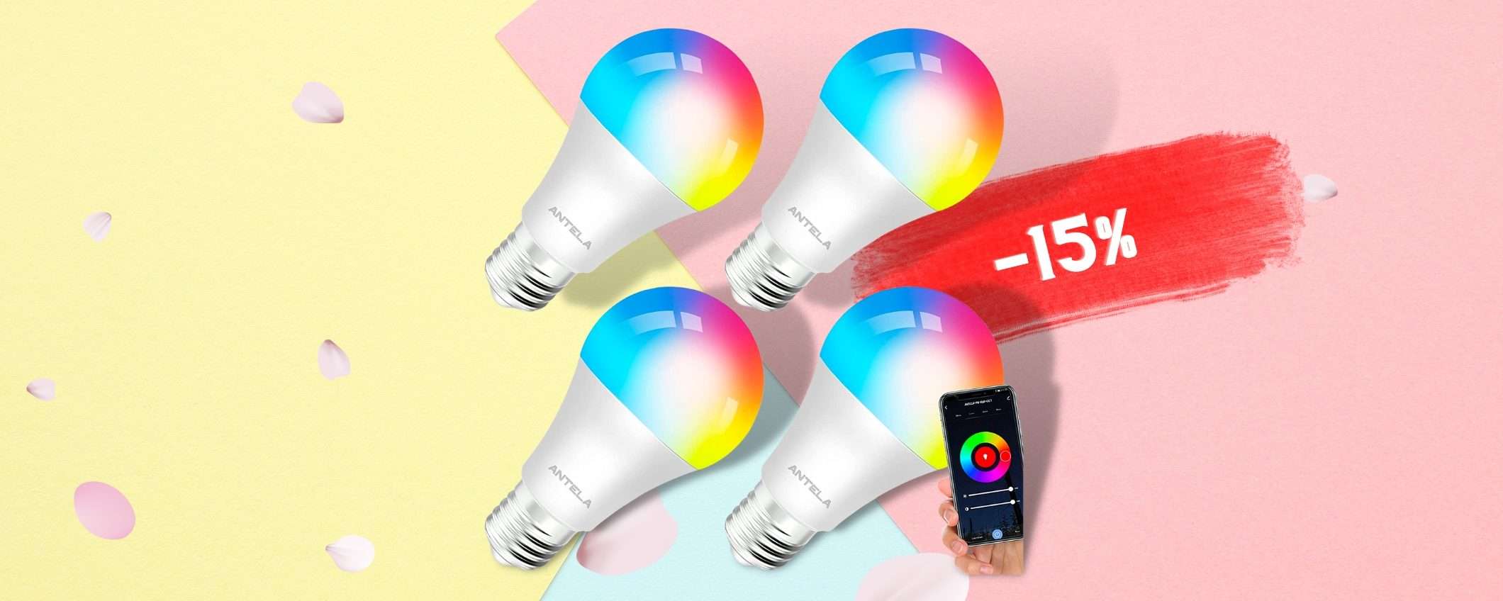 Anche le lampadine LED smart costano IL MINIMO: 4 pezzi, 15% di sconto Anche le lampadine LED smart costano IL MINIMO: 4 pezzi, 15% di sconto