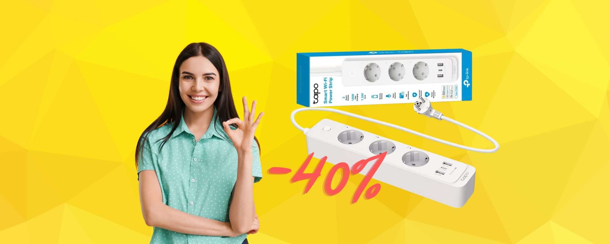 TP-Link Tapo P300: ciabatta WiFi, 3 prese, 3 USB e comandi vocali (-40%) TP-Link Tapo P300: ciabatta WiFi, 3 prese, 3 USB e comandi vocali (-40%)