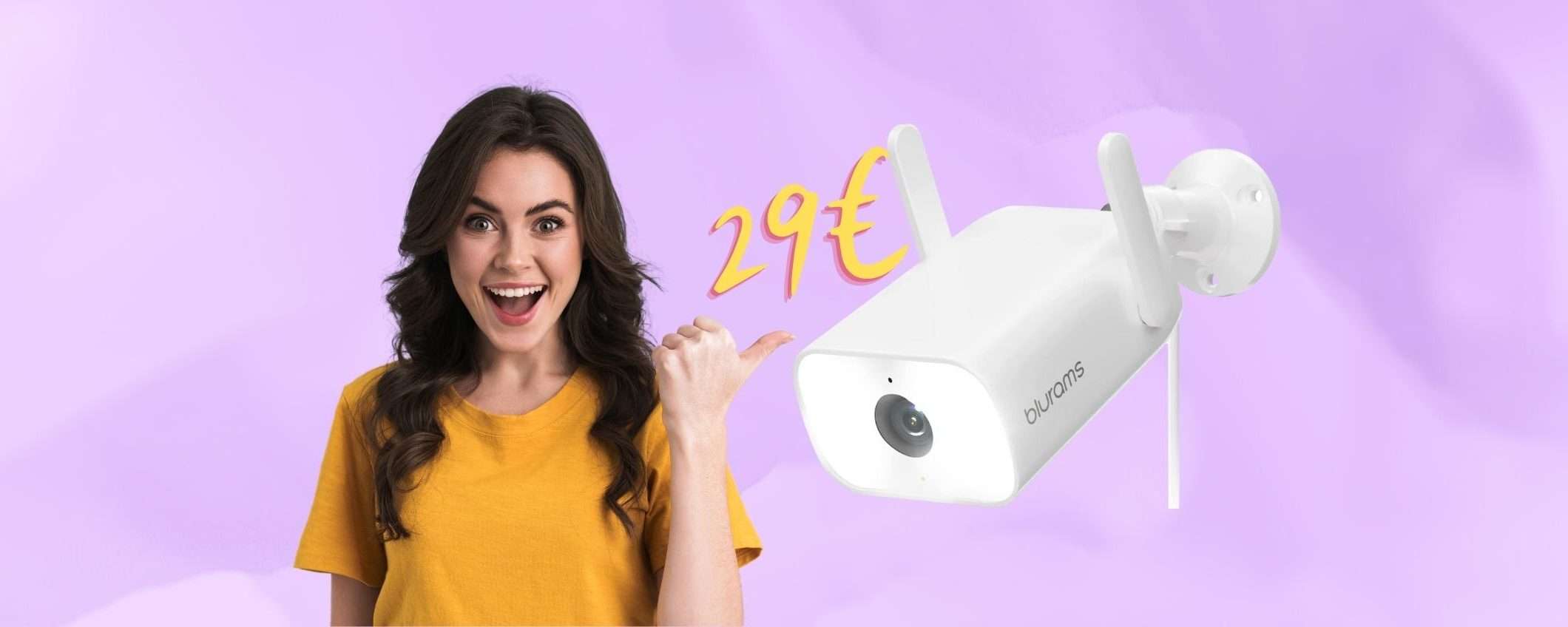 Videocamera di sorveglianza WiFi da 3MP con visione notturna a 29€