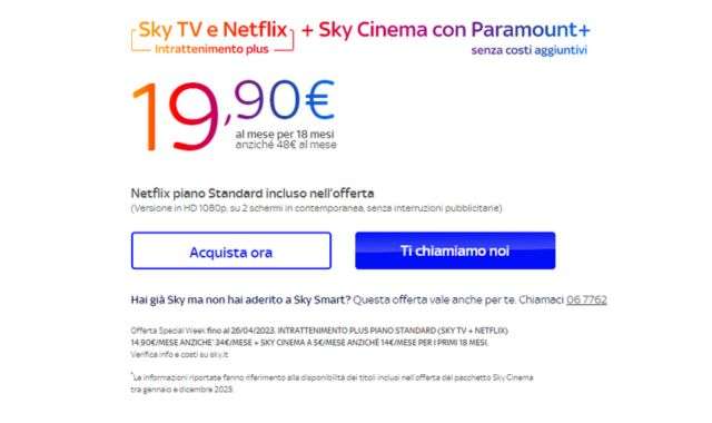 Piano offerta Sky Cinema