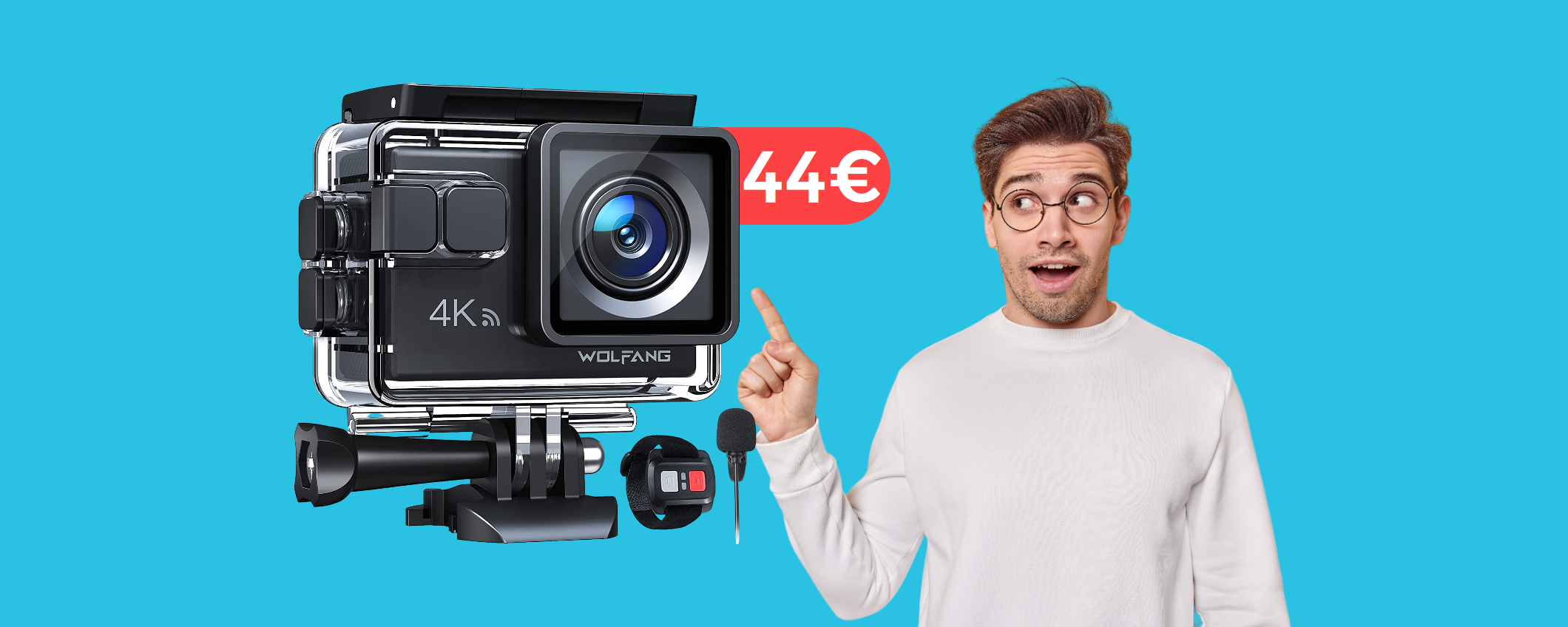 Action cam 4K, l'affare del giorno con il DOPPIO SCONTO: bastano 44€