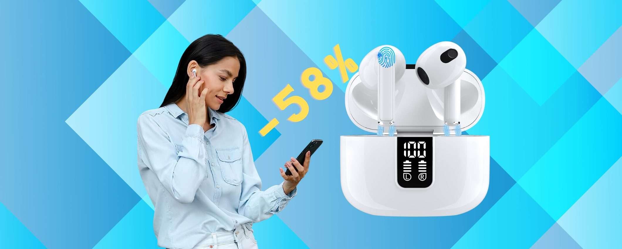 Auricolari wireless con 40h di autonomia e riduzione del rumore a 18€ Auricolari wireless con 40h di autonomia e riduzione del rumore a 18€