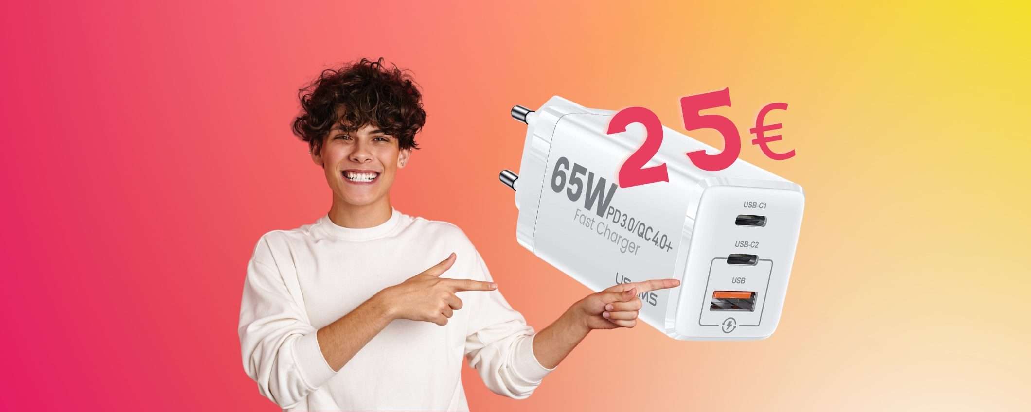 Caricatore con 3 USB da 65W a 25€ e ci carichi anche un portatile Caricatore con 3 USB da 65W a 25€ e ci carichi anche un portatile