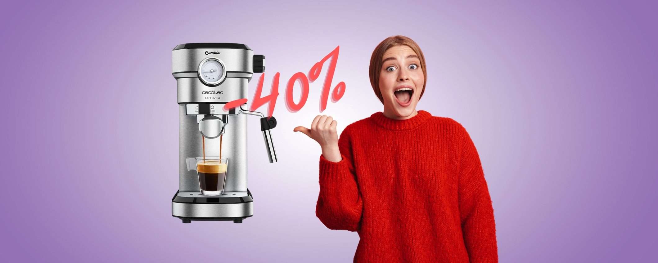 Cecotec: macchina per espresso e cappuccio al 40% in MENO su Amazon Cecotec: macchina per espresso e cappuccio al 40% in MENO su Amazon
