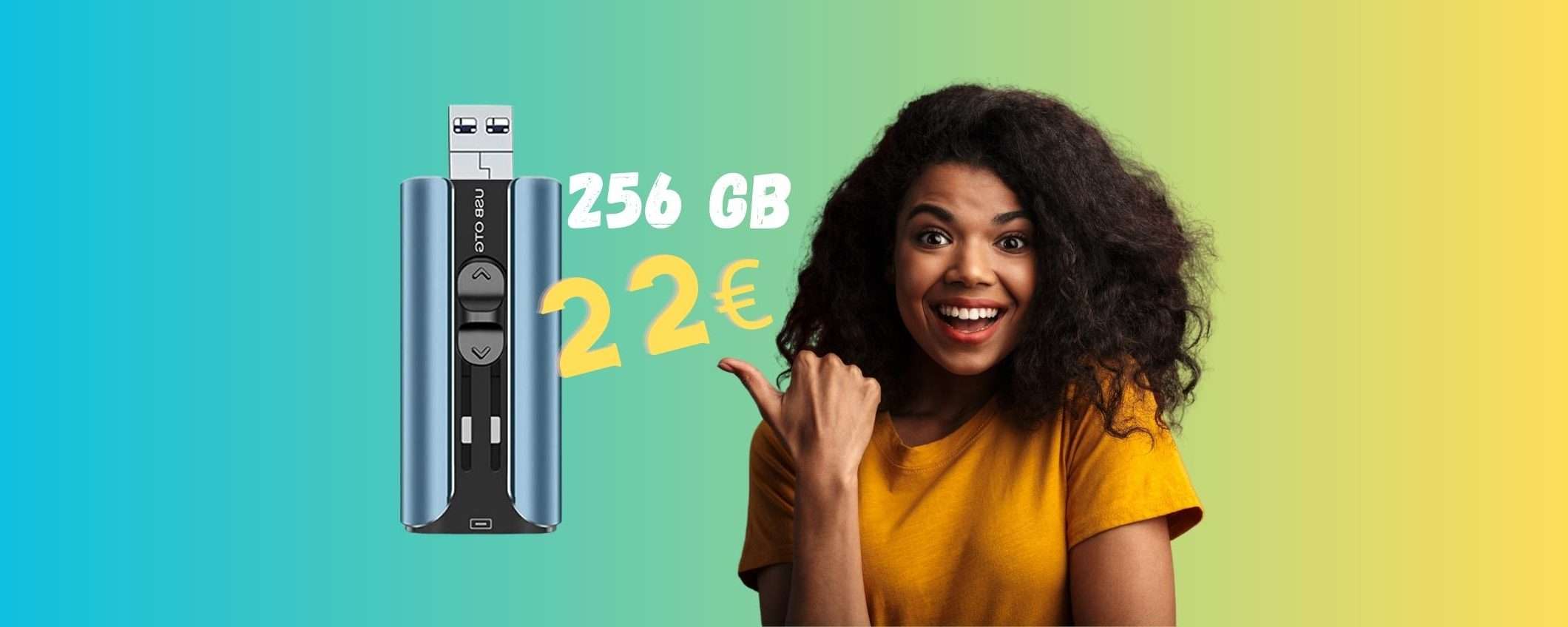Chiavetta USB 4 in 1 da 256GB: la colleghi a TUTTI i device ed è tua a 22€ Chiavetta USB 4 in 1 da 256GB: la colleghi a TUTTI i device ed è tua a 22€