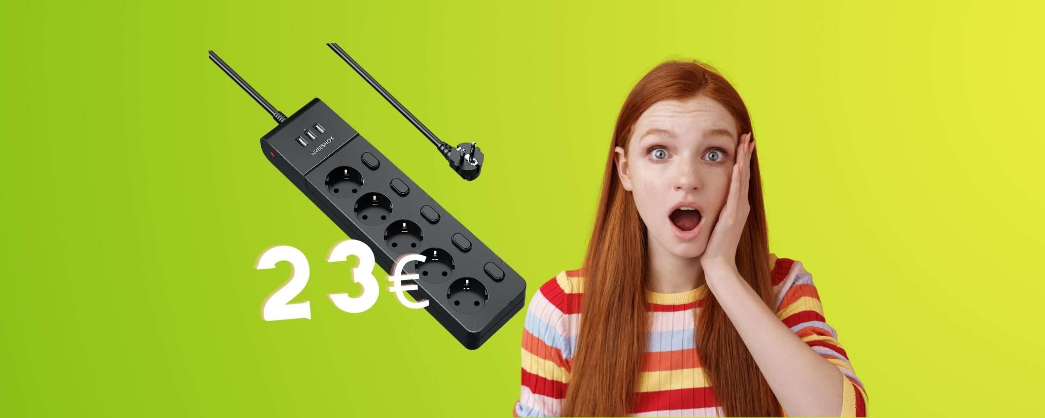 Ciabatta multipla con 5 prese e 3 USB in OFFERTA a 23€ su Amazon Ciabatta multipla con 5 prese e 3 USB in OFFERTA a 23€ su Amazon