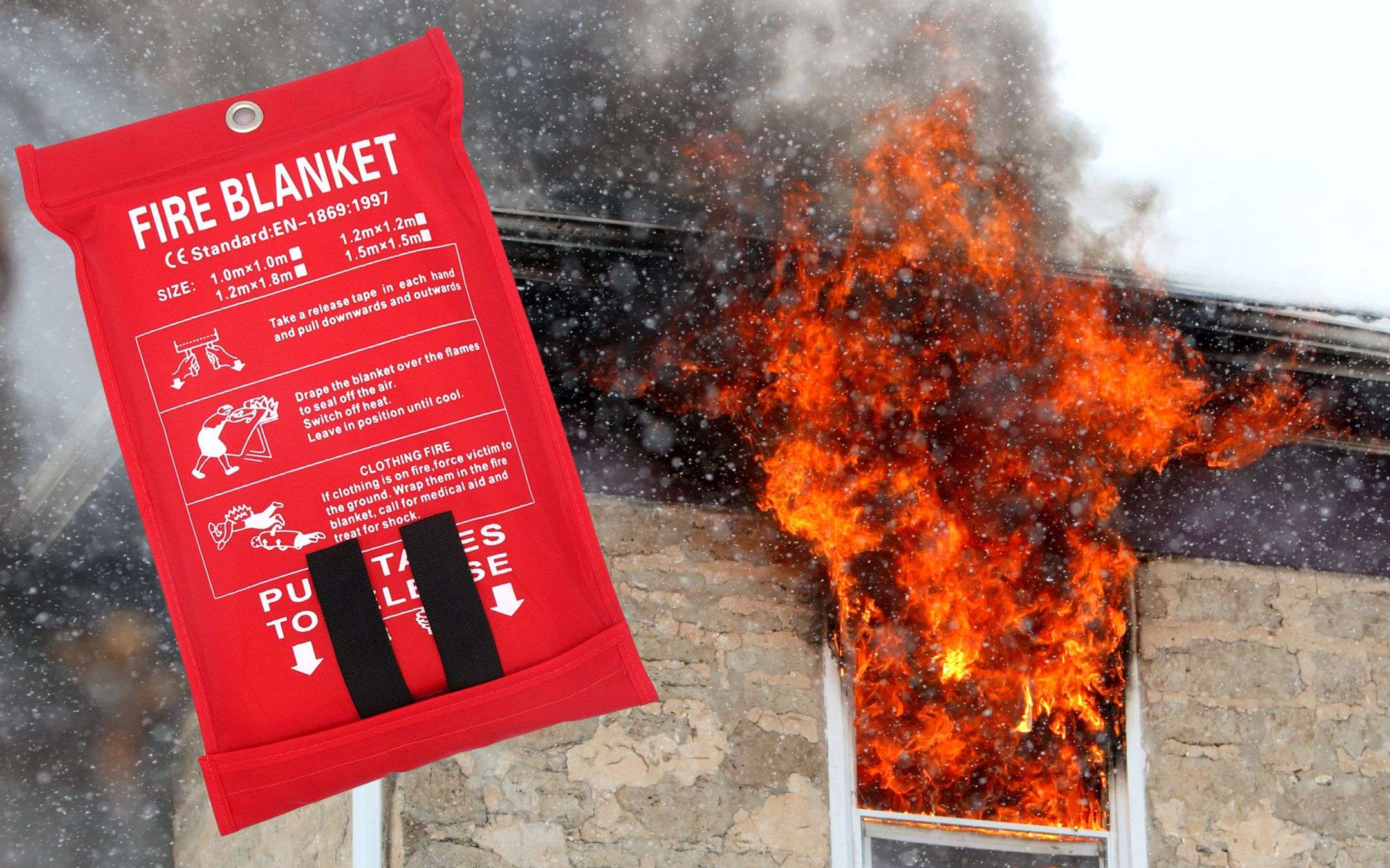 Tiardey Coperta antincendio Universale,Grande,ad Apertura Rapida con Passanti,1x1m,Ideale per Cucina,Ufficio,casa,Garage,roulotte ECC