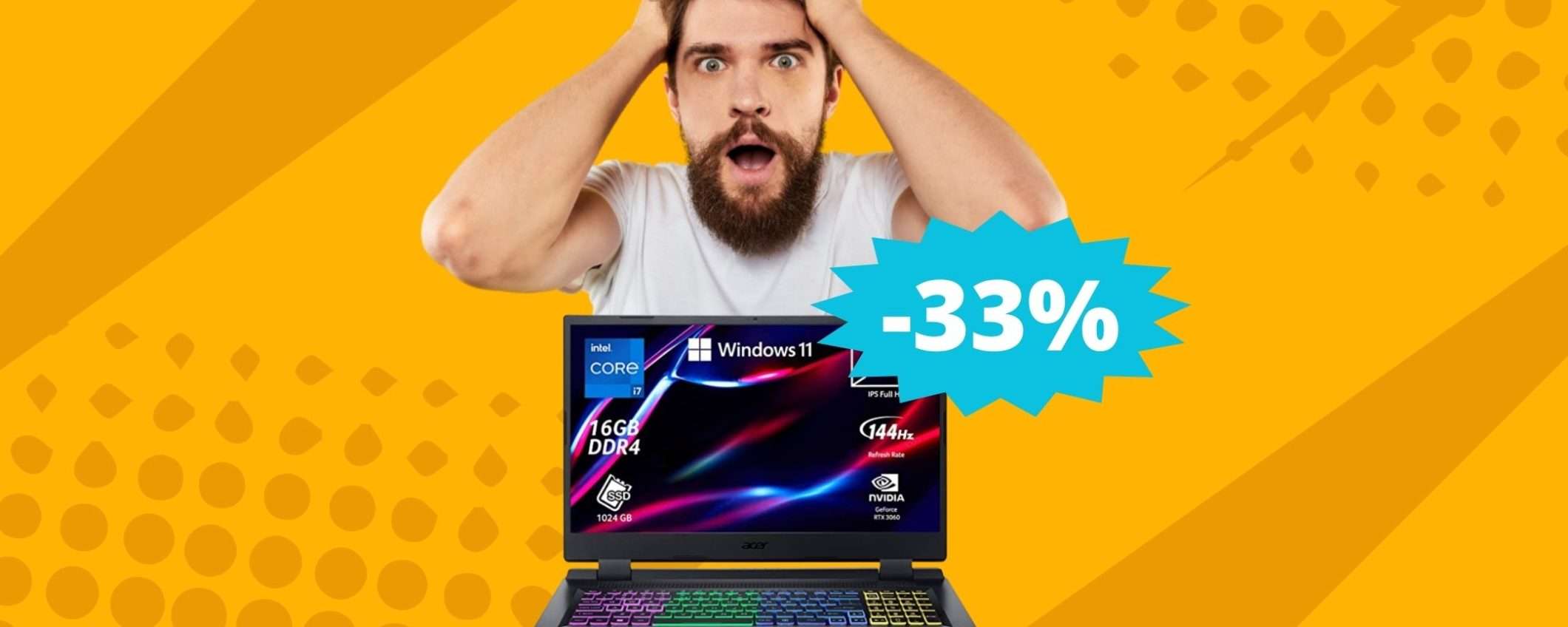 Acer Nitro 5: prezzo BOMBA con 600 euro di sconto Acer Nitro 5: prezzo BOMBA con 600 euro di sconto