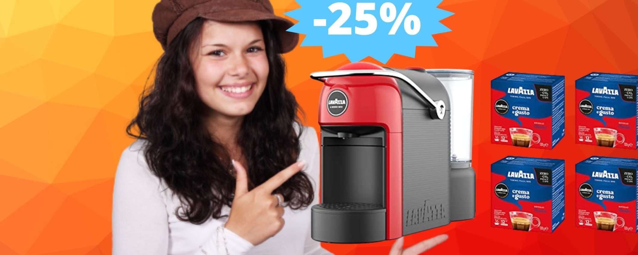 Lavazza A Modo Mio Jolie: sconto del 30%, più 64 capsule in omaggio Lavazza A Modo Mio Jolie: sconto del 30%, più 64 capsule in omaggio
