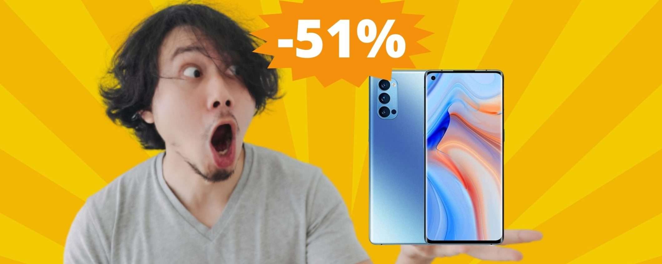 OPPO Reno 4 Pro: sconto IMPERDIBILE del 51% OPPO Reno 4 Pro: sconto IMPERDIBILE del 51%