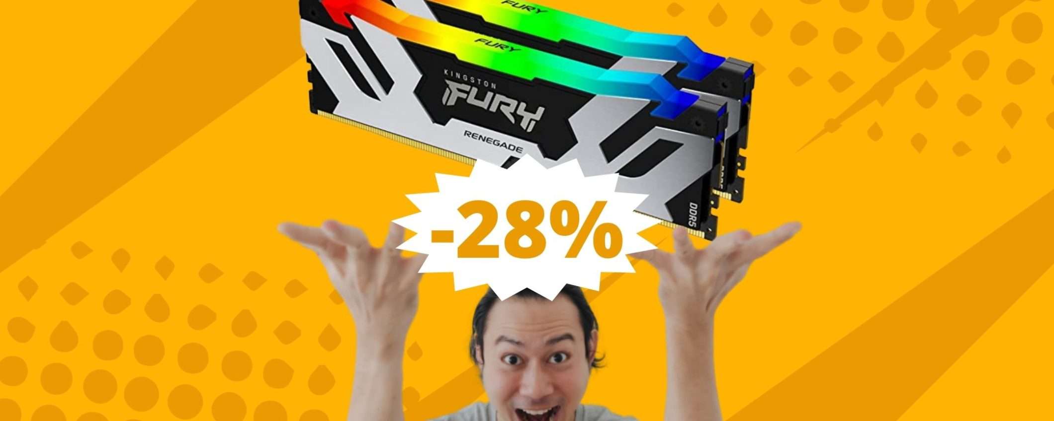 Memorie RAM Kingston Fury Renegade: super sconto per il modello da 32GB Memorie RAM Kingston Fury Renegade: super sconto per il modello da 32GB