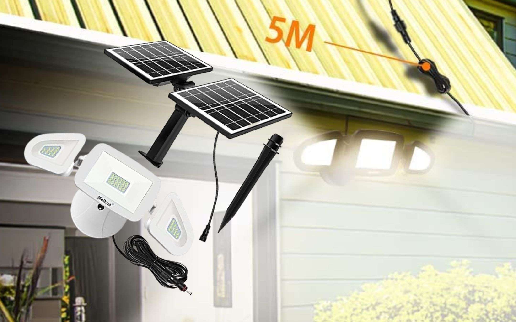 Faro solare a 3 teste indipendenti a prezzo BOMBA su Amazon quasi