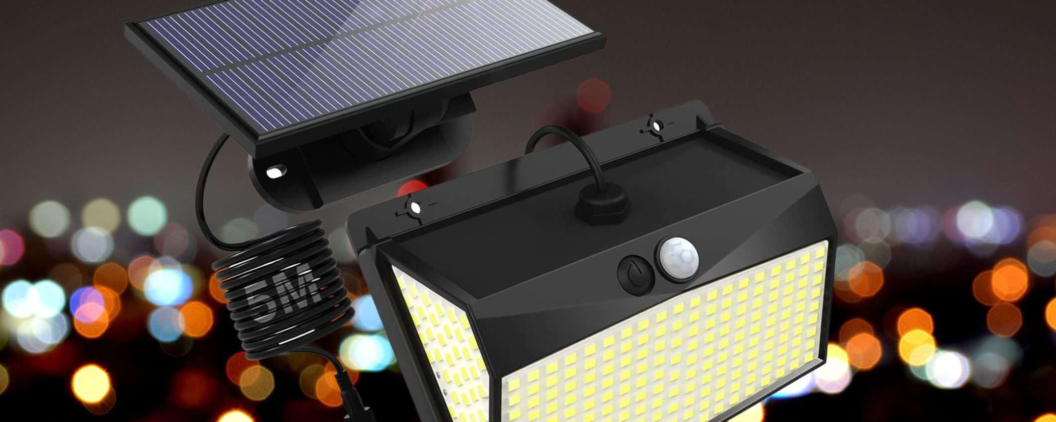 Faro solare POTENTISSIMO con 318 LED a 17€: usalo anche all'interno di casa Faro solare POTENTISSIMO con 318 LED a 17€: usalo anche all'interno di casa