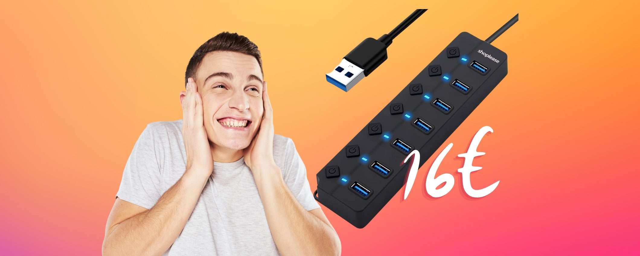 Hub USB super VELOCE con 7 porte e interruttori separati a 16€ Hub USB super VELOCE con 7 porte e interruttori separati a 16€