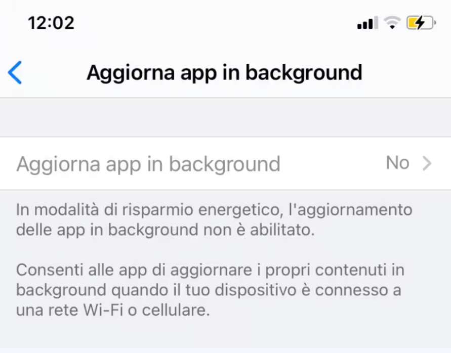 aggiornamenti app in background