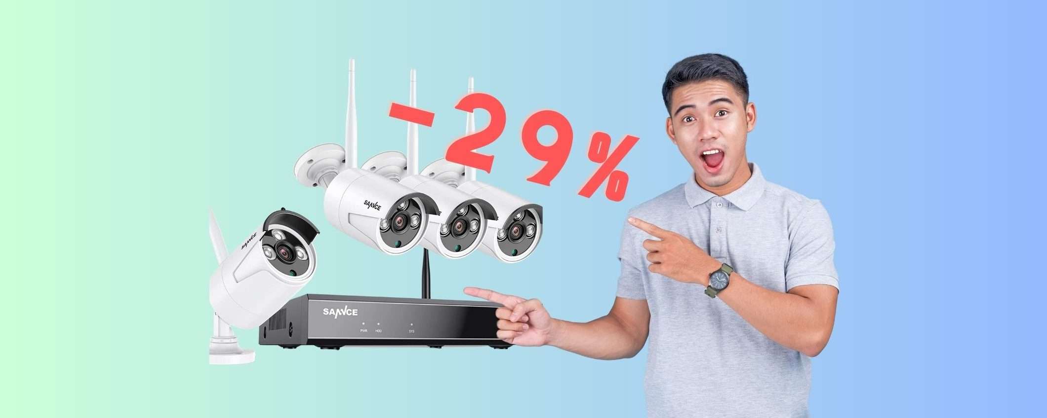 Kit di videosorveglianza con 4 telecamere WiFi e NVR incluso a 136€ Kit di videosorveglianza con 4 telecamere WiFi e NVR incluso a 136€