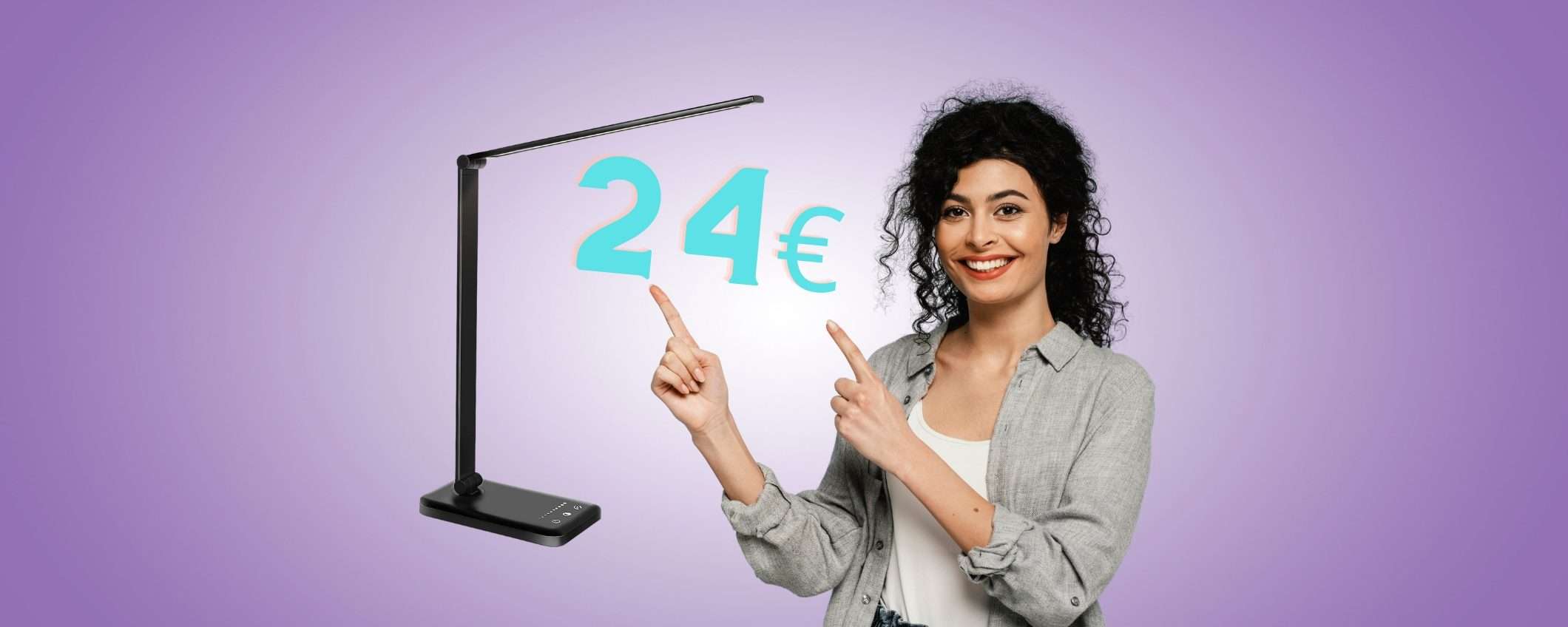 Lampada da scrivania con comandi touch e USB per ricarica a 24€ Lampada da scrivania con comandi touch e USB per ricarica a 24€