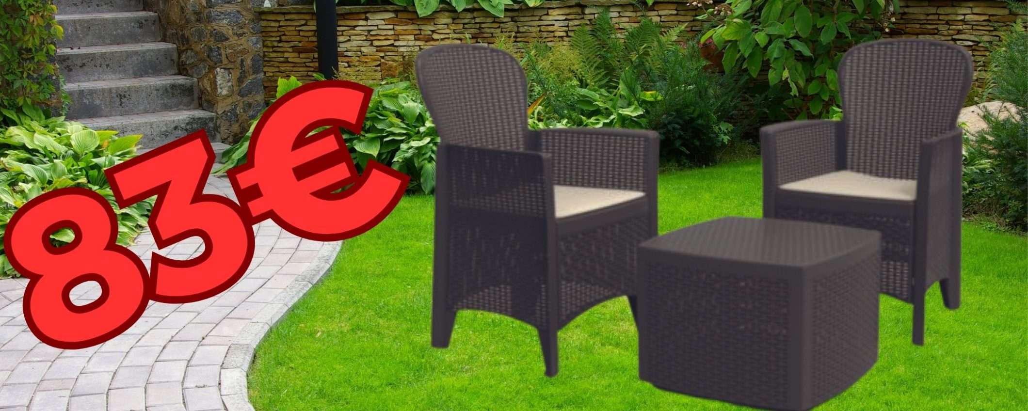Set da giardino poltrone e tavolino a 83€: BOMBA inaspettata, quasi finita Set da giardino poltrone e tavolino a 83€: BOMBA inaspettata, quasi finita