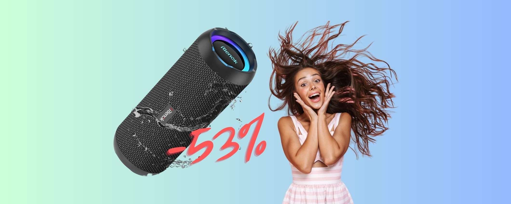 Speaker Bluetooth portatile e impermeabile con SCONTO FOLLE del 53% Speaker Bluetooth portatile e impermeabile con SCONTO FOLLE del 53%