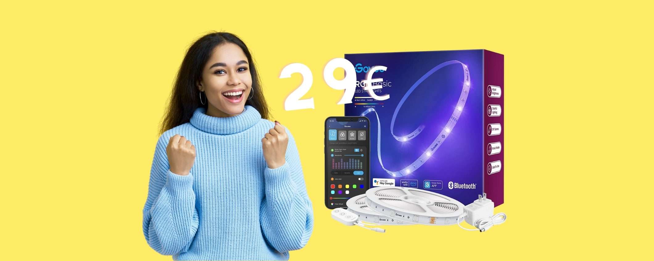 Striscia LED WiFi da 20m compatibile con comandi vocali a 29€ Striscia LED WiFi da 20m compatibile con comandi vocali a 29€
