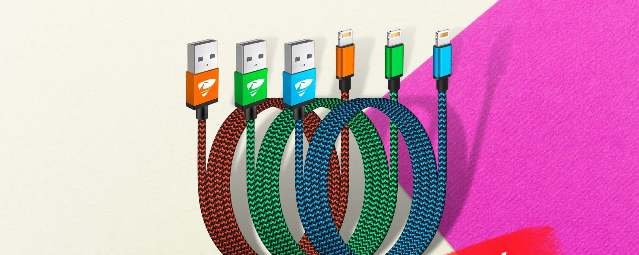 3 cavi iPhone da 2 metri resistenti, indistruttibili e a meno di 10€ 3 cavi iPhone da 2 metri resistenti, indistruttibili e a meno di 10€
