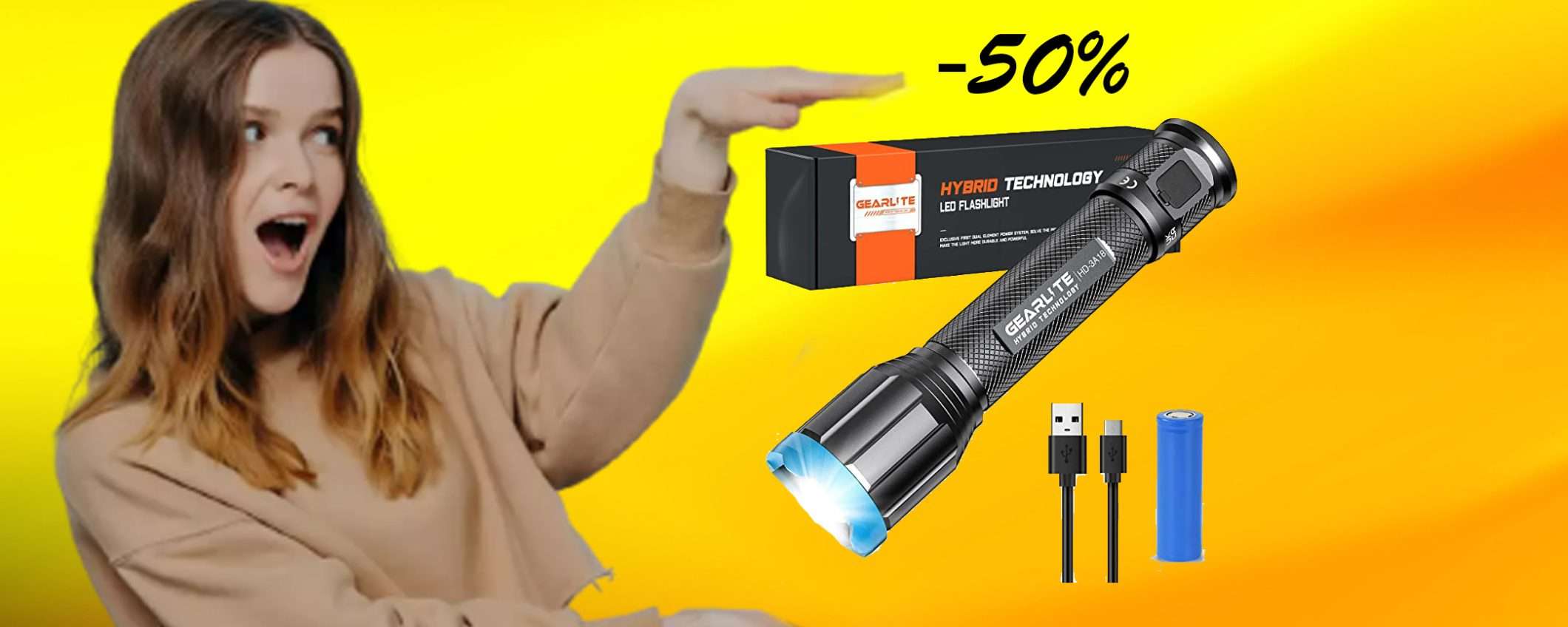 Torcia LED con tecnologia ibrida super potente: METÀ PREZZO (Amazon) Torcia LED con tecnologia ibrida super potente: METÀ PREZZO (Amazon)