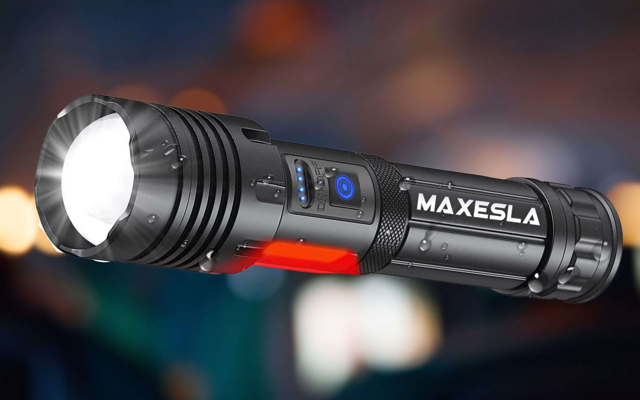 NAKCNM XHP70.2 - Torcia LED super luminosa con display LCD, torcia