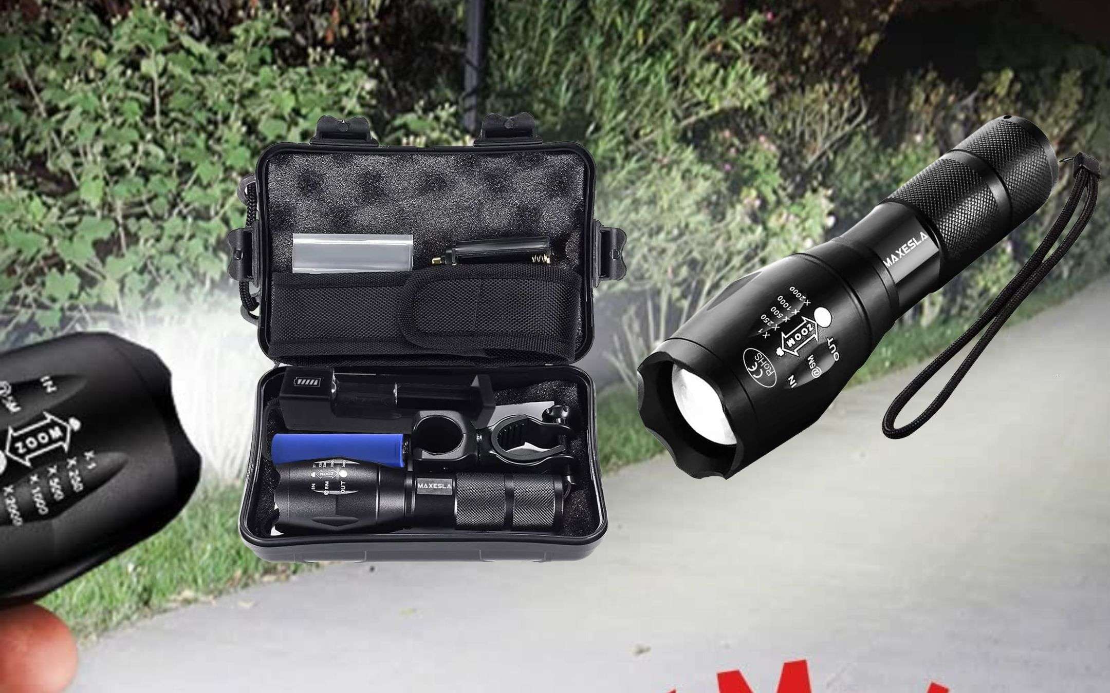 Lanterna Tascabile Ricaricabile Searchlight 8000 Lumen, 6000mAh, LED, Portatile E Impermeabile - Foto 5