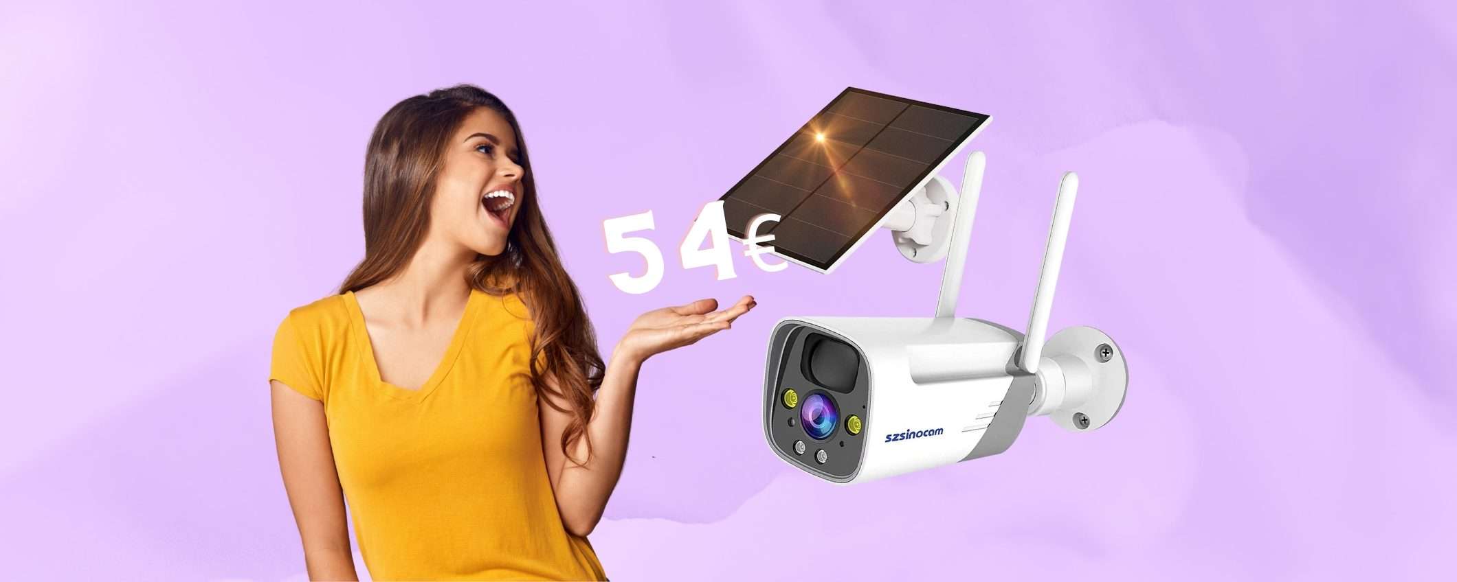 Videocamera wireless da esterno con video in HD e pannello solare a 54€ Videocamera wireless da esterno con video in HD e pannello solare a 54€