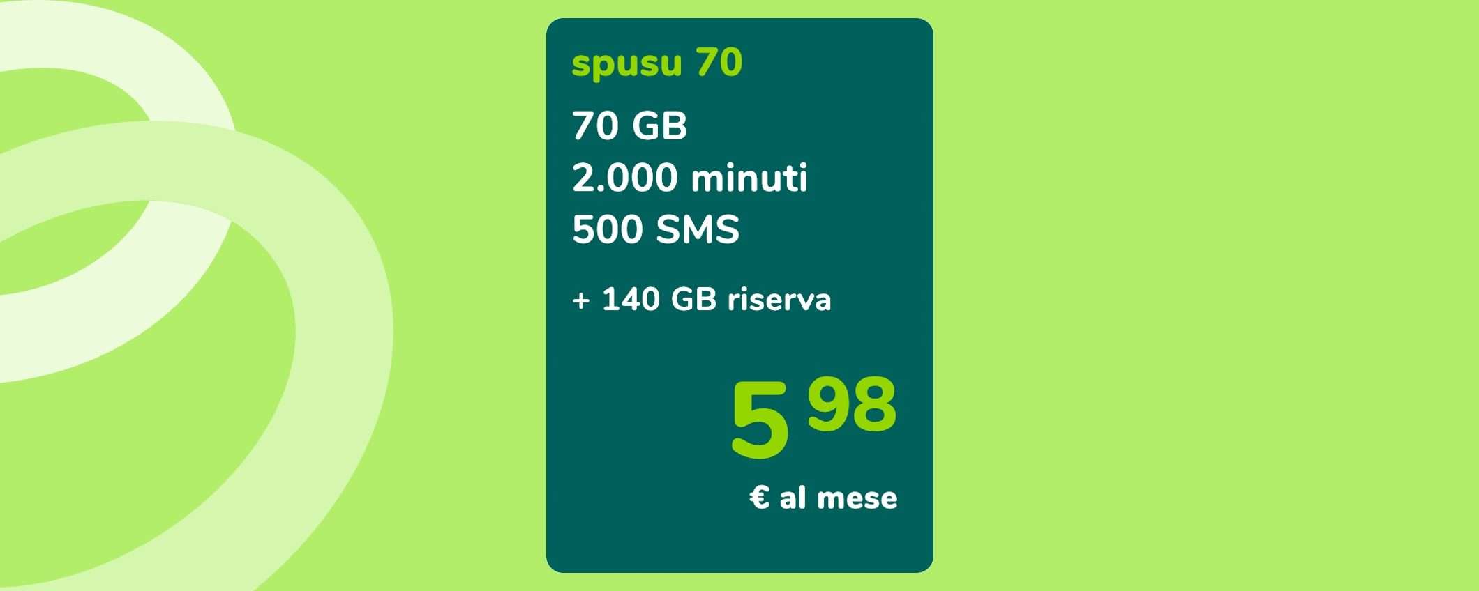 PROMO Spusu 70: continua fino a fine mese a meno di 6 euro PROMO Spusu 70: continua fino a fine mese a meno di 6 euro