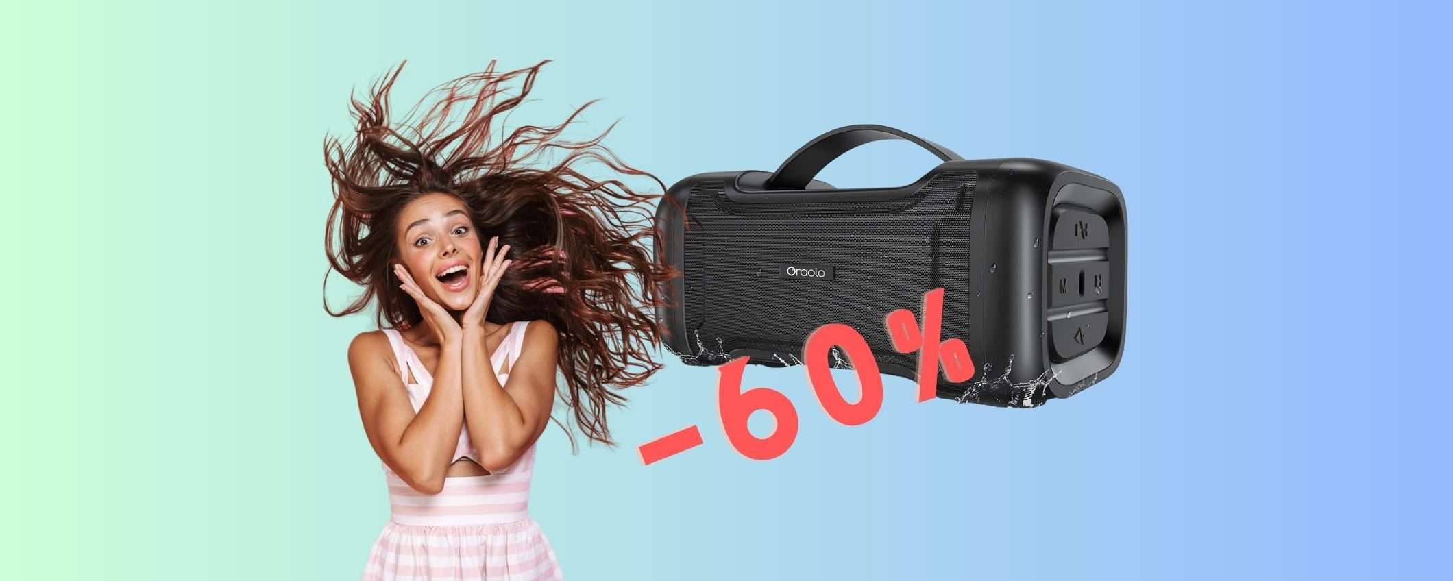 Cassa Bluetooth portatile e impermeabile da 40W al 60% di SCONTO Cassa Bluetooth portatile e impermeabile da 40W al 60% di SCONTO