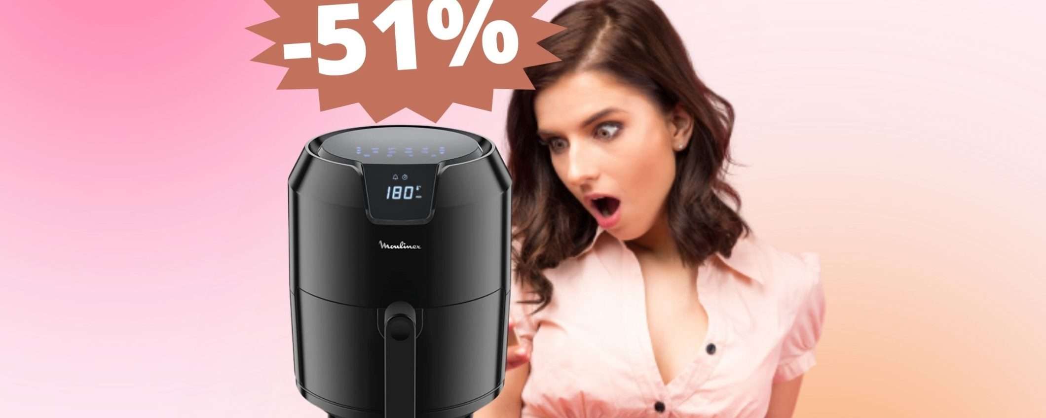 Friggitrice ad aria Moulinex: tanta qualità in super sconto del 51% Friggitrice ad aria Moulinex: tanta qualità in super sconto del 51%