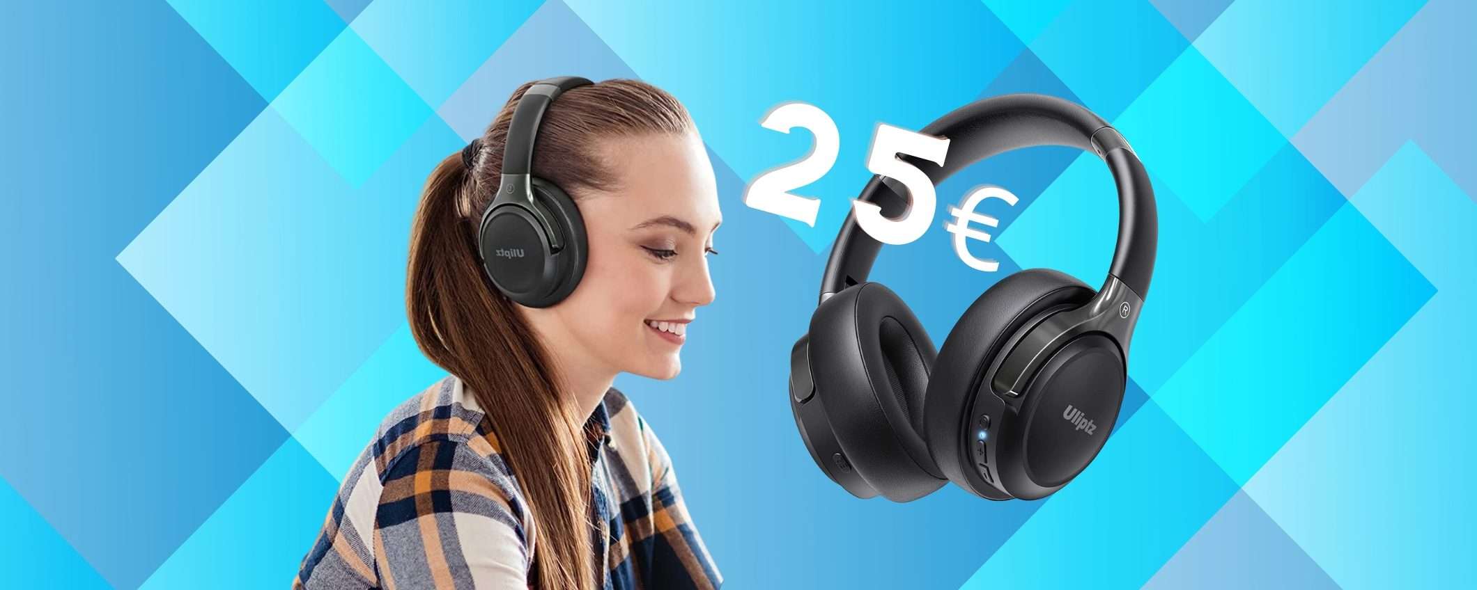 Cuffie Wireless con 65h di autonomia e 6 modalità di audio a 25€ Cuffie Wireless con 65h di autonomia e 6 modalità di audio a 25€