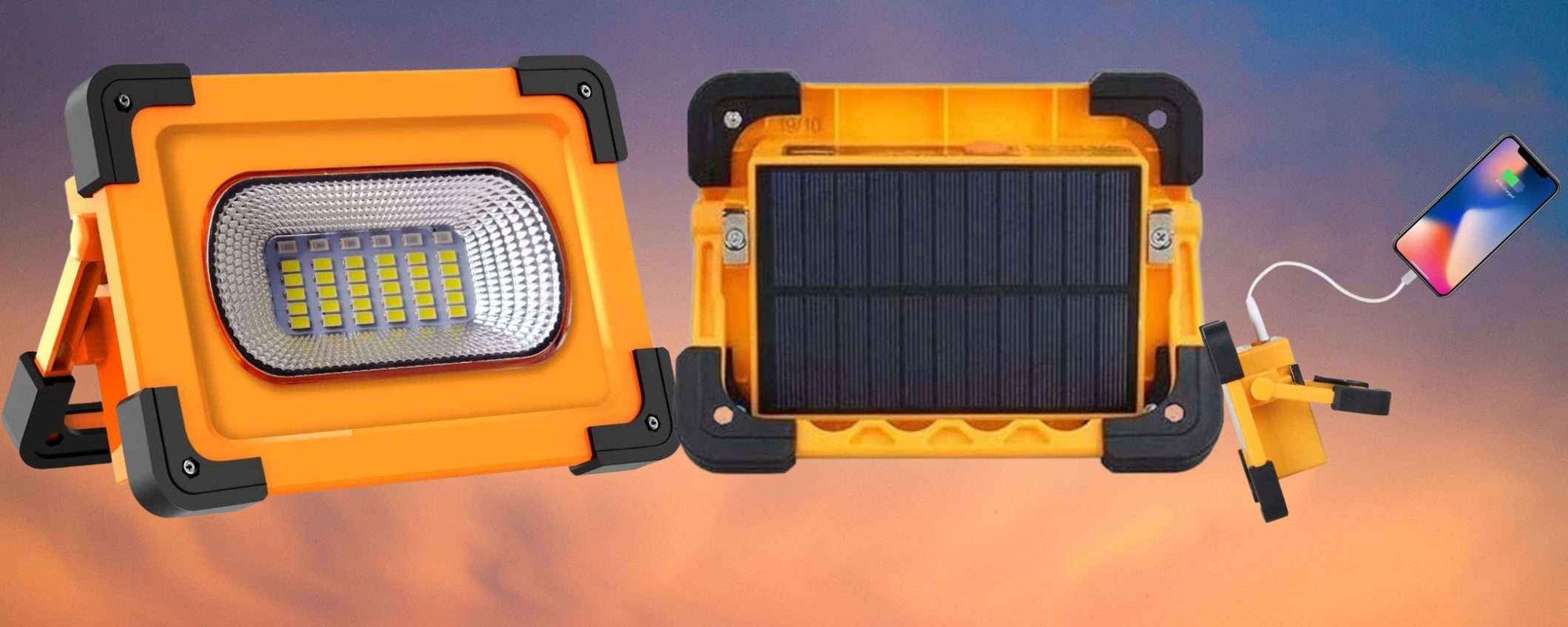 Faro solare portatile 60W con powerbank integrato: GENIALATA a 16€ (Amazon)