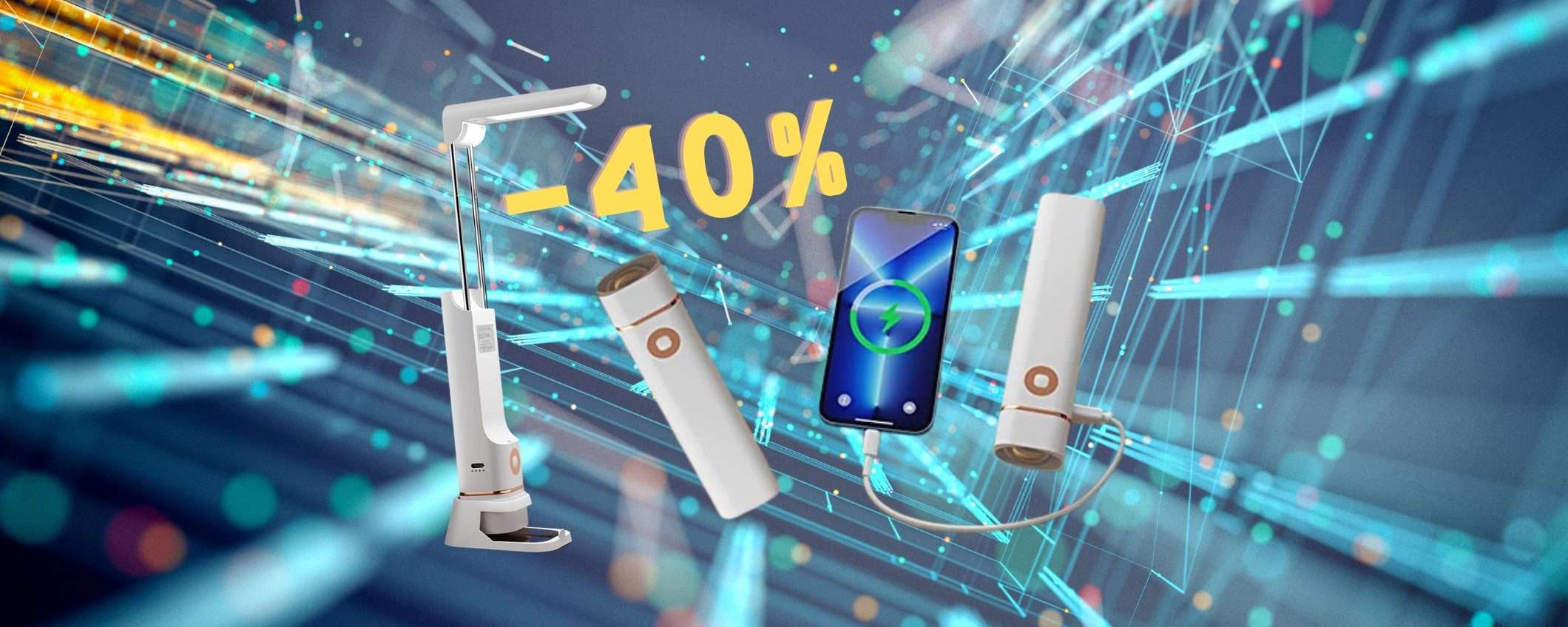 Lampada da scrivania LED che diventa un caricatore e una torcia (-40%) Lampada da scrivania LED che diventa un caricatore e una torcia (-40%)