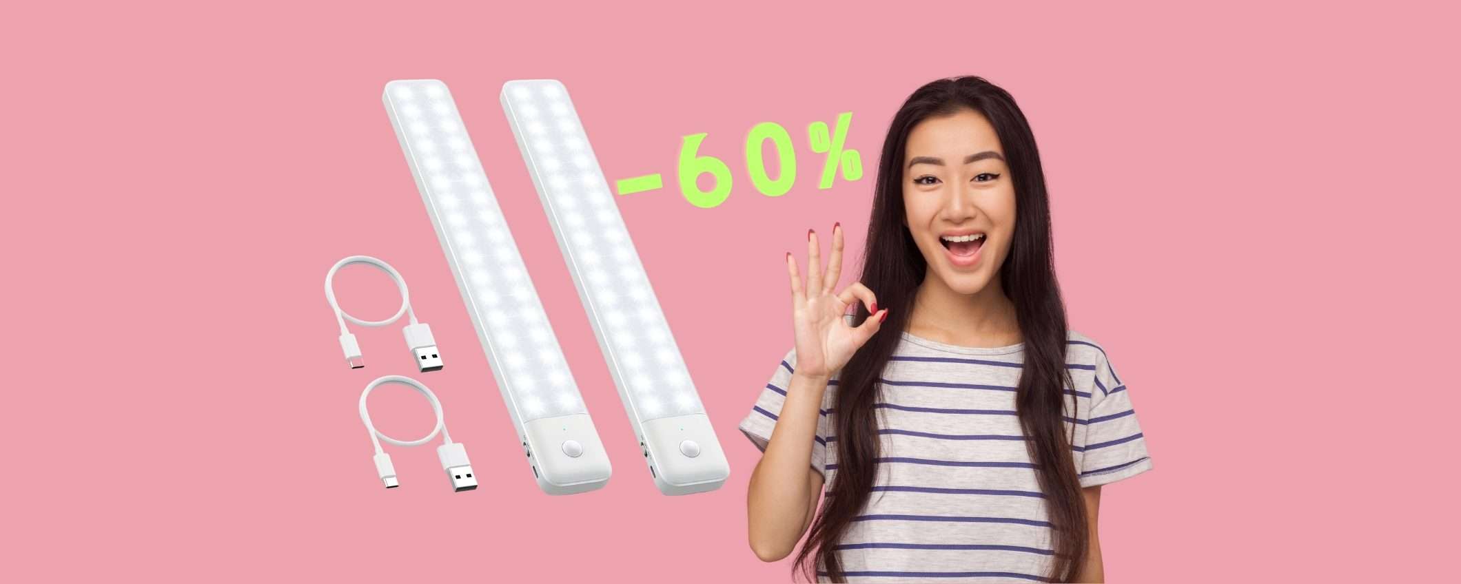 Lampade LED portatili che attacchi dove vuoi e si accendono quando passi Lampade LED portatili che attacchi dove vuoi e si accendono quando passi