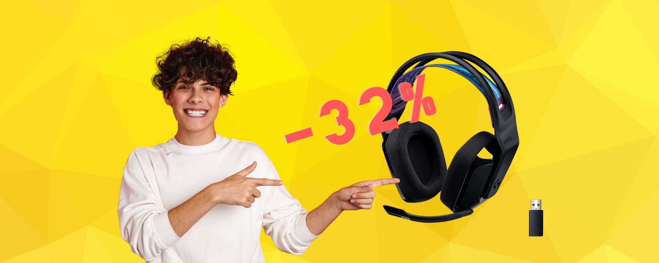 Logitech G535: cuffie wireless da Gaming per PC, PS4 e PS5 al 32% Logitech G535: cuffie wireless da Gaming per PC, PS4 e PS5 al 32%
