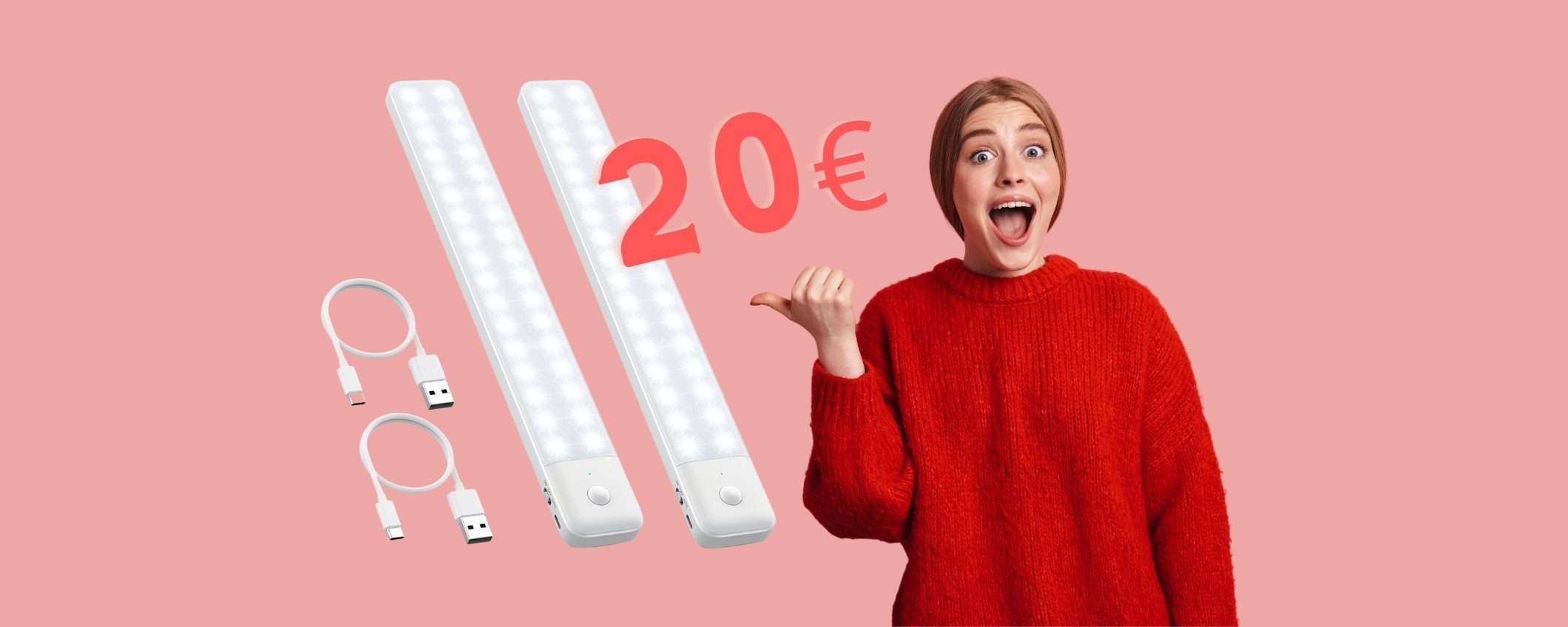 Luci LED per armadi, cassetti e pensili con sensore di movimento a 20€ Luci LED per armadi, cassetti e pensili con sensore di movimento a 20€