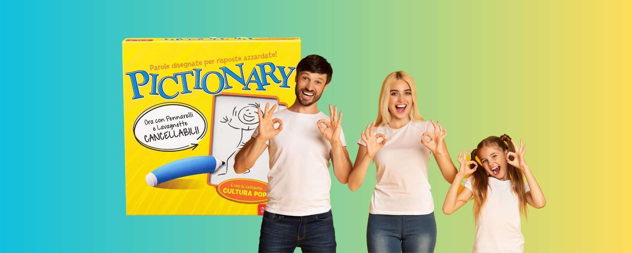 Pictionary: indovina il disegno con carte per adulti e bambini (-32%) Pictionary: indovina il disegno con carte per adulti e bambini (-32%)