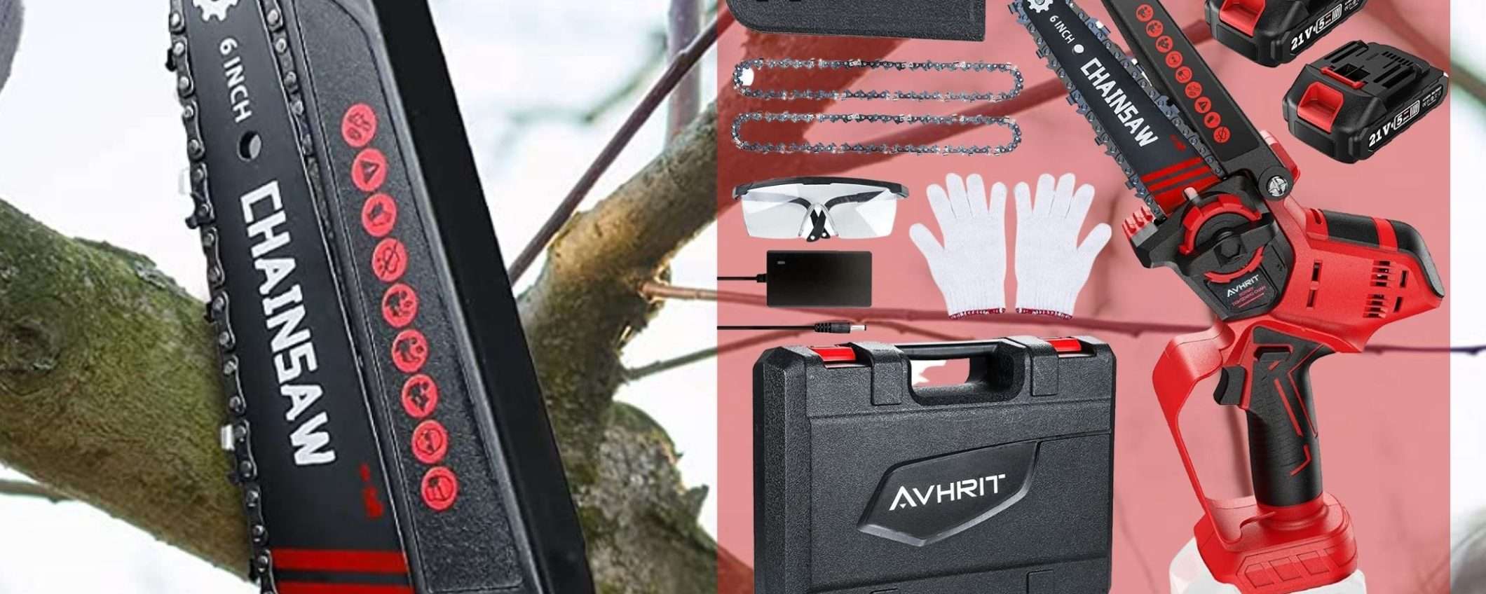 Motosega con 2 batterie e accessori: kit COMPLETO, prezzo inaspettato (55€) Motosega con 2 batterie e accessori: kit COMPLETO, prezzo inaspettato (55€)