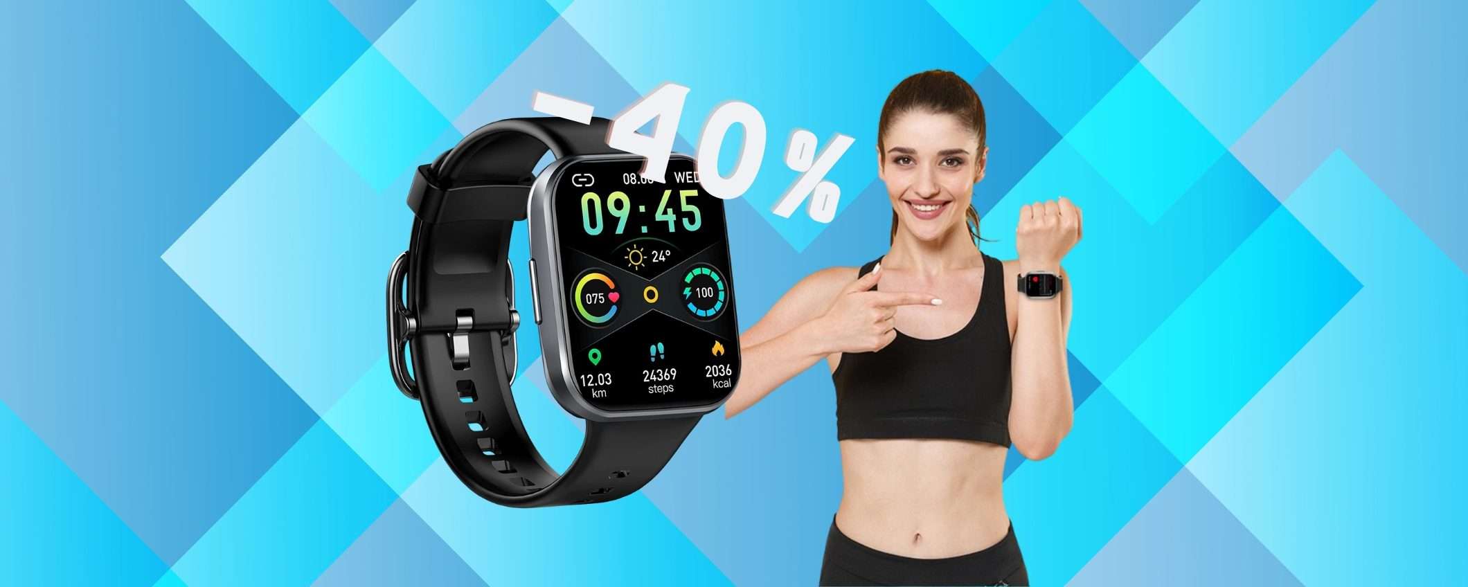 Smartwatch impermeabile e con 25 profili sportivi al 40% in MENO Smartwatch impermeabile e con 25 profili sportivi al 40% in MENO
