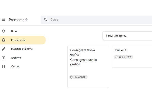 Google Keep: crea note ed elenchi