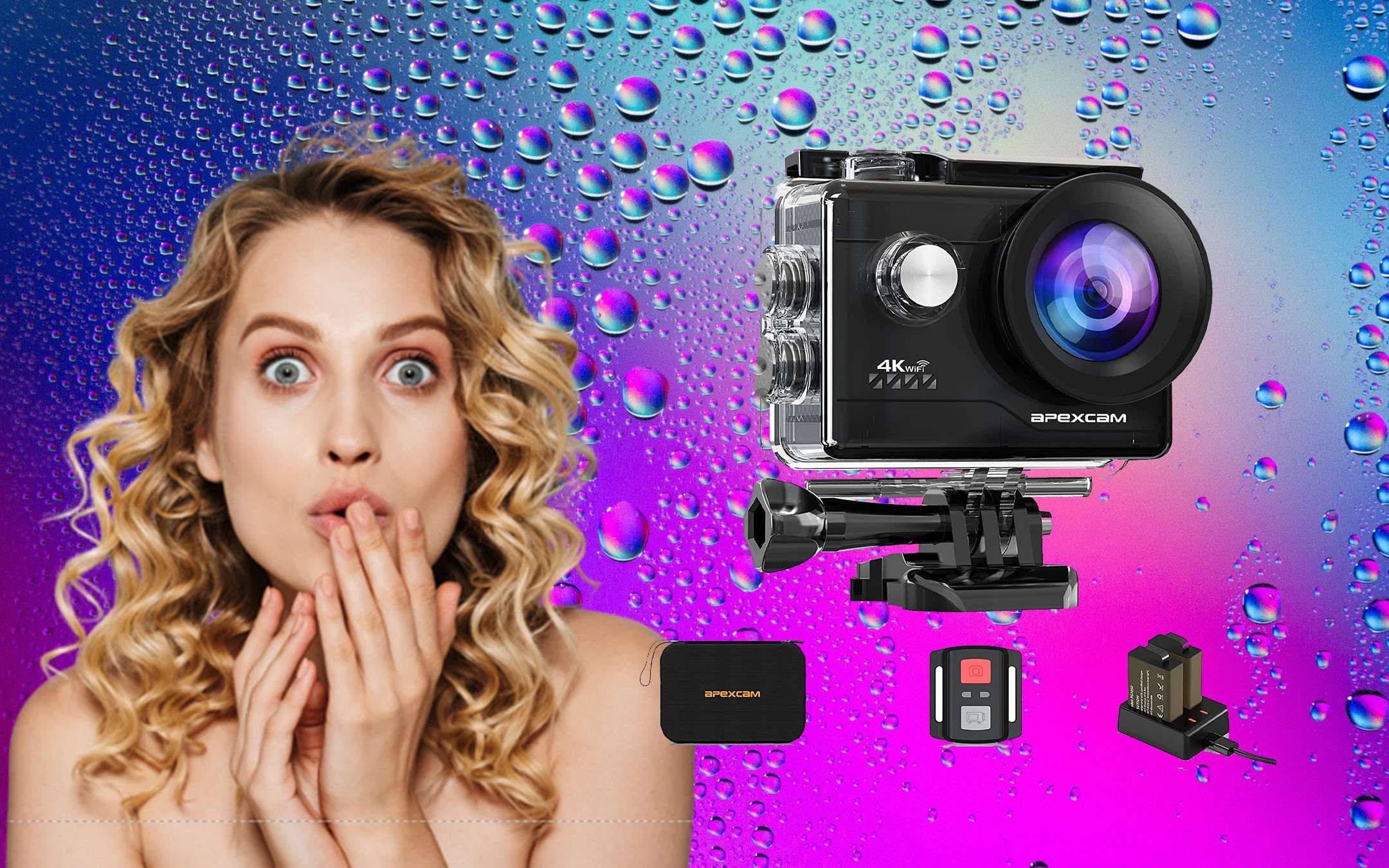 Action Cam 4K impermeabile in offerta a 45€ sconto PAZZESCO
