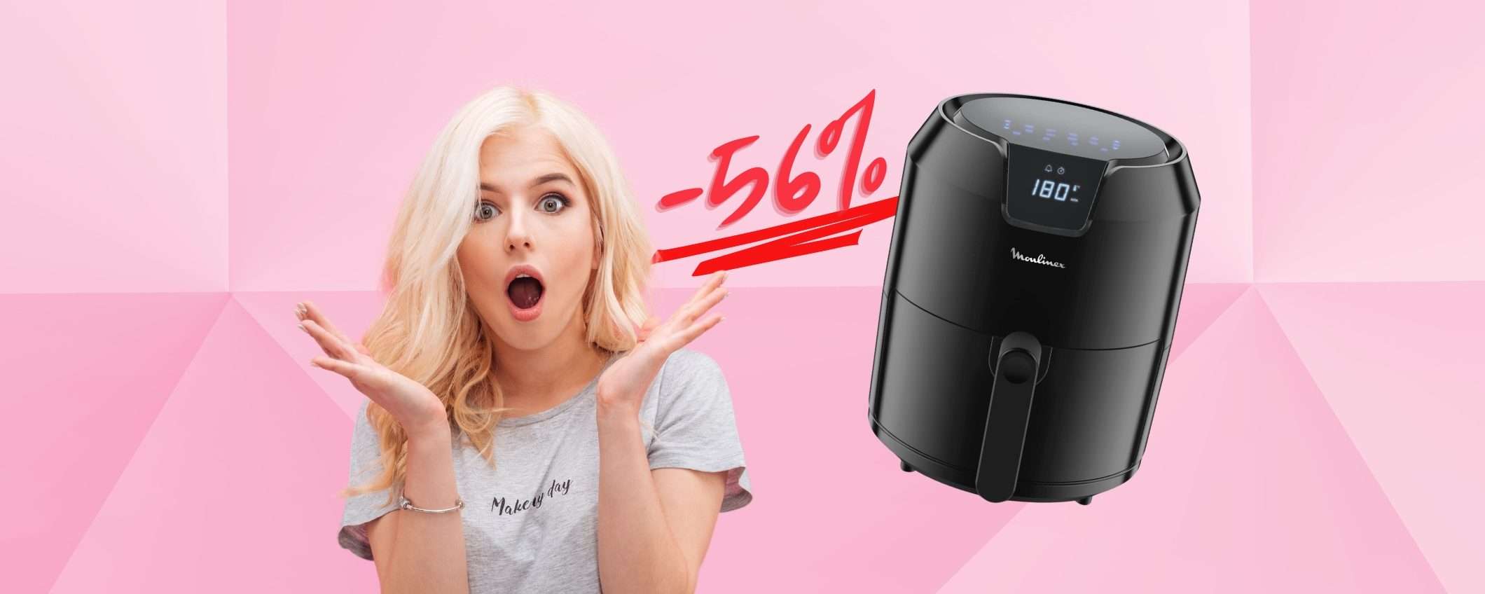 Moulinex: friggitrice ad aria da 4,2 lt e 8 modalità in SCONTO del 56% Moulinex: friggitrice ad aria da 4,2 lt e 8 modalità in SCONTO del 56%